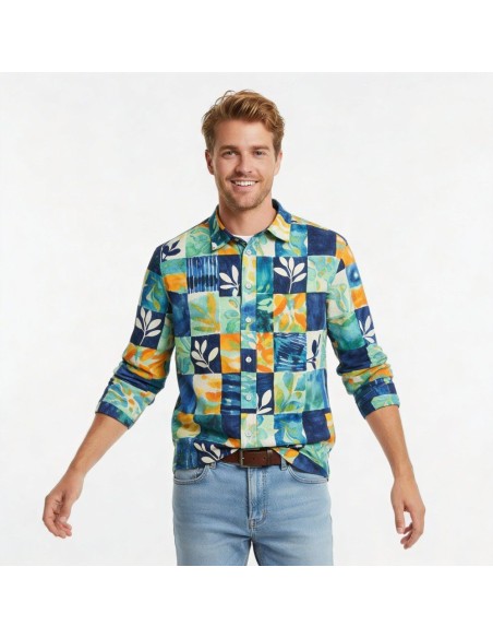 Chemise Adam - Patch bleu