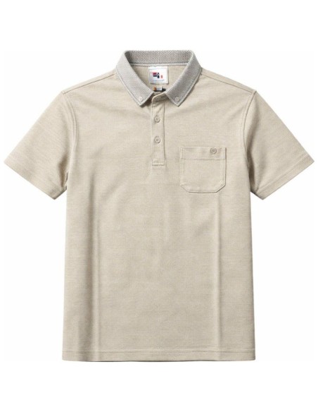 Polo Manches Courtes Nid D'abeille Poche Poitrine - Beige