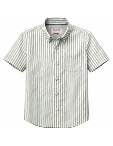 Chemise Rayée Vert Blanc NBX MC 24410-40 | 100% Coton