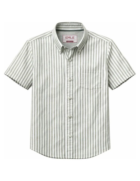 Chemise Rayée Vert Blanc NBX MC 24410-40 | 100% Coton