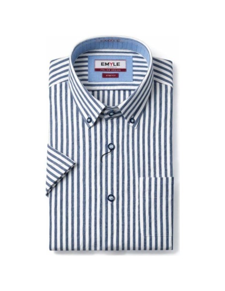 Chemise Fantaisie Homme NBX Rayures Coton MC 24410-10