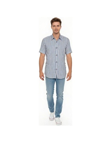 Chemise Fantaisie Homme NBX Rayures Coton MC 24410-10