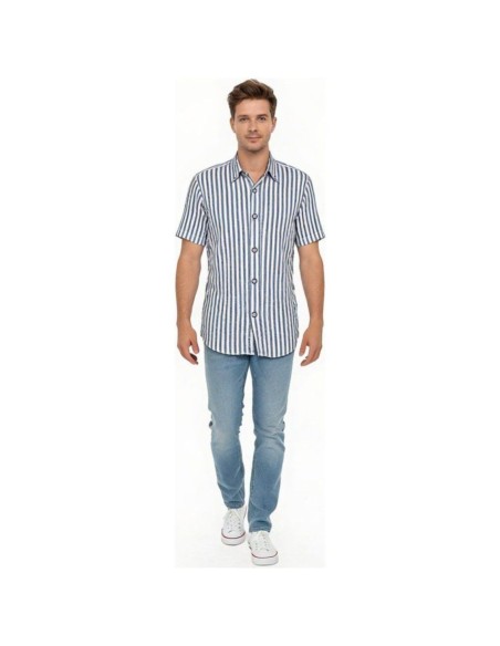 Chemise Fantaisie Homme NBX Rayures Coton MC 24410-10