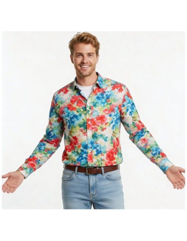 Chemise Ayrton Voile Coton Imprimé Aquarelle Homme