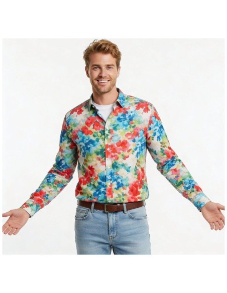 Chemise Ayrton Voile Coton Imprimé Aquarelle Homme