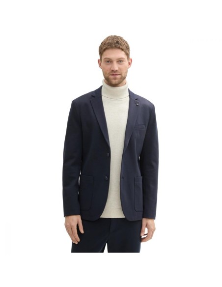 Blazer Piqué Bleu Marine Homme TOM TAILOR