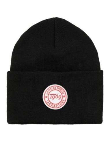 Bonnet Long Tricoté Noir Patch Logo — J&J ACCESSORIES