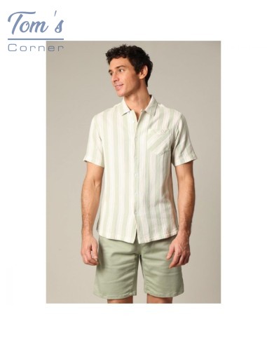 Chemise Rayée Coton Vert et Blanc — Deeluxe