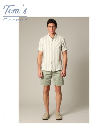 Chemise Rayée Coton Vert et Blanc — Deeluxe