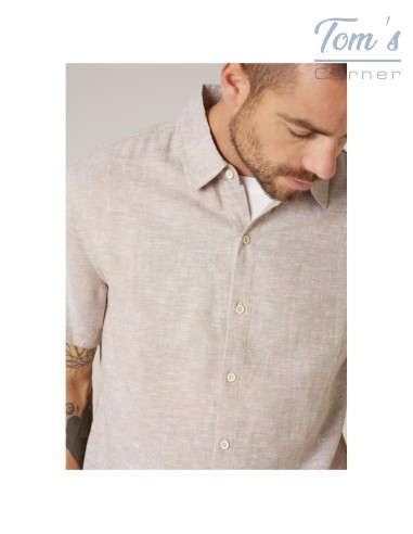 Chemise Lin Viscose Beige Homme — Deeluxe