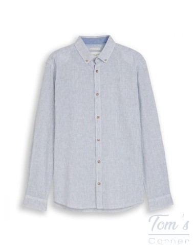 Chemise Lin Coton Rayée Blanc Bleu — TOM TAILOR