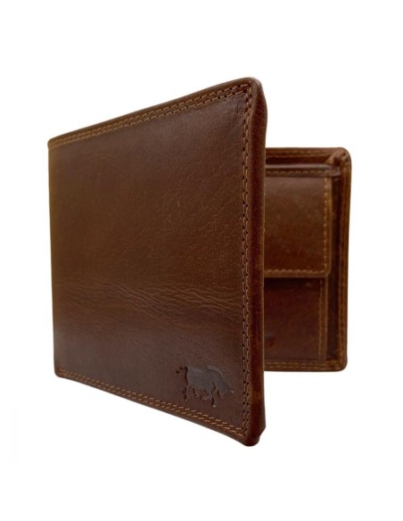 Portefeuille Homme - Modèle à deux volets - Cuir - Cognac