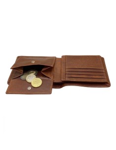 Portefeuille Homme - Modèle à deux volets - Cuir - Cognac 2