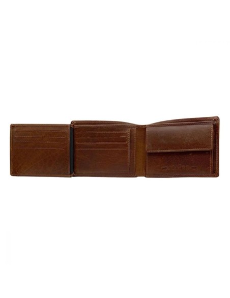 Portefeuille Homme - Modèle à deux volets - Cuir - Cognac