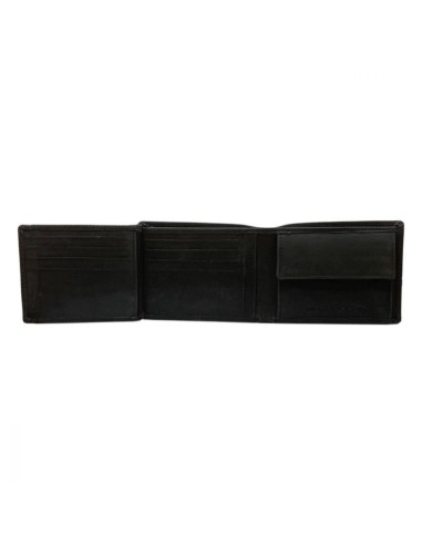 Portefeuille Homme - Modèle à deux volets - Cuir - Noir