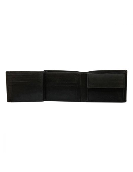 Portefeuille Homme - Modèle à deux volets - Cuir - Noir