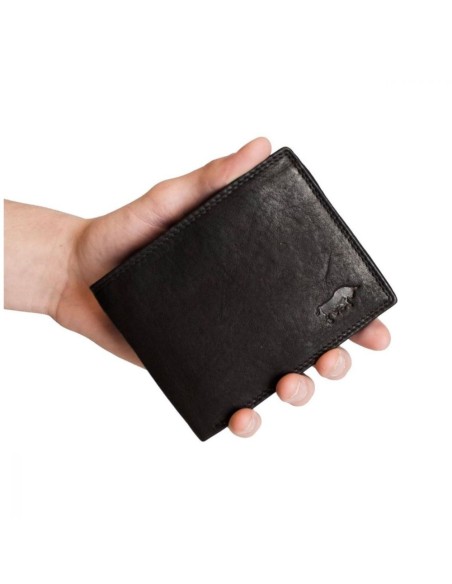 Portefeuille en cuir RFID - Fonction antidérapante - Noir