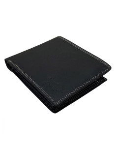 Portefeuille pour homme - Modèle Billfold - En cuir de buffle - Noir
