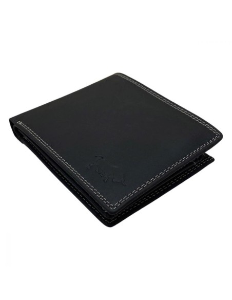 Portefeuille pour homme - Modèle Billfold - En cuir de buffle - Noir