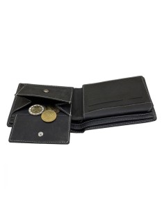 Portefeuille pour homme - Modèle Billfold - En cuir de buffle - Noir 2