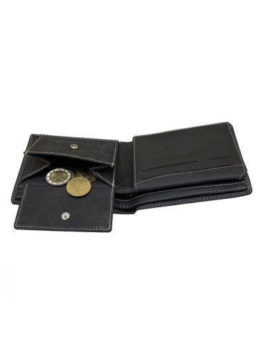 Portefeuille pour homme - Modèle Billfold - En cuir de buffle - Noir
