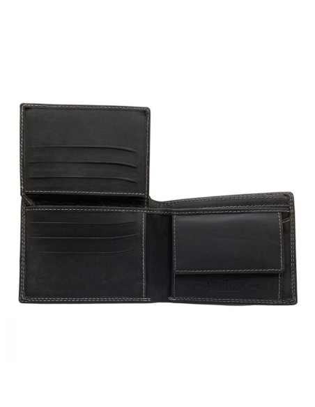 Portefeuille pour homme - Modèle Billfold - En cuir de buffle - Noir