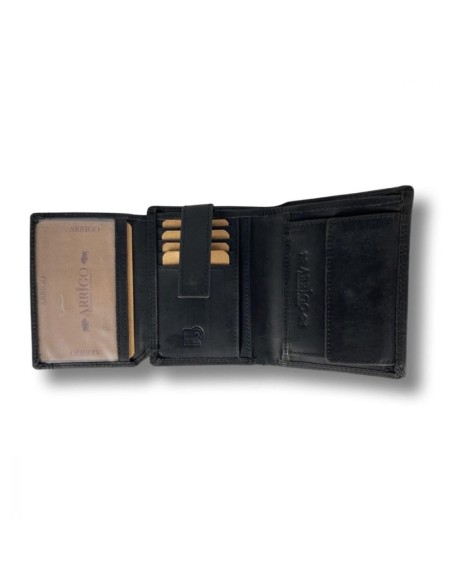 Portefeuille pour homme en cuir de buffle - Billfold - RFID - Noir