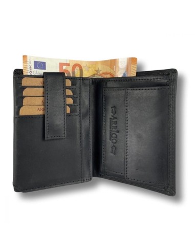 Portefeuille pour homme en cuir de buffle - Billfold - RFID - Noir