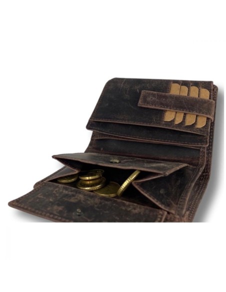 Portefeuille pour homme en cuir de buffle - Billfold - RFID - Cognac