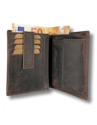 Portefeuille pour homme en cuir de buffle - Billfold - RFID - Cognac