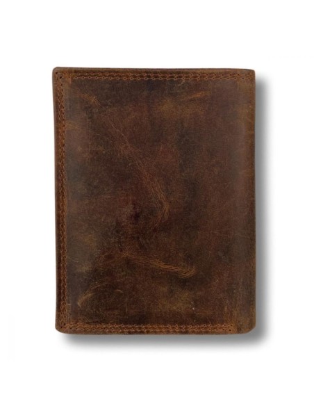 Portefeuille pour homme en cuir de buffle - Billfold - RFID - Cognac