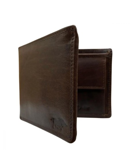 Portefeuille Homme - Modèle à deux volets - Cuir - Brun