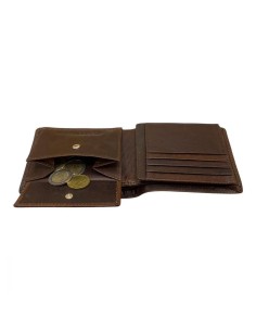 Portefeuille Homme - Modèle à deux volets - Cuir - Brun 2
