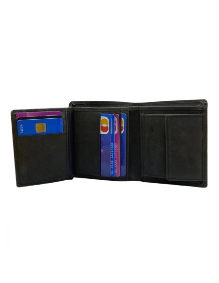 Portefeuille Homme - Modèle à deux volets - Cuir - Noir