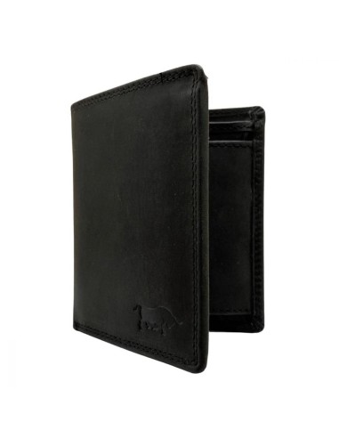 Portefeuille Homme - Modèle à deux volets - Cuir - Noir