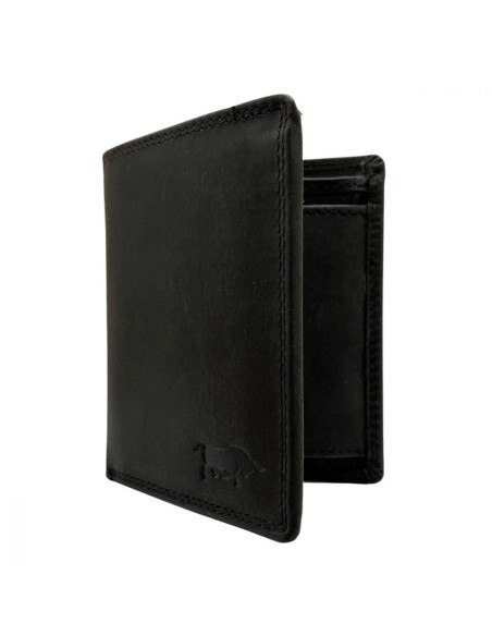 Portefeuille Homme - Modèle à deux volets - Cuir - Noir