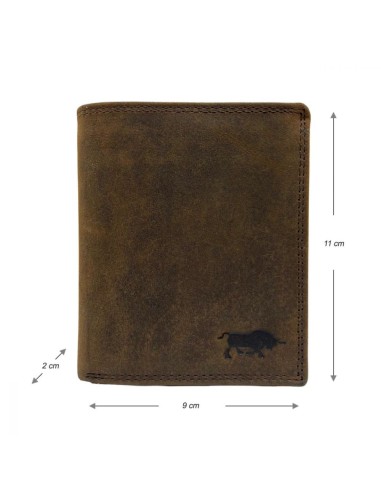 Portefeuille Homme - Modèle à deux volets - Cuir - Brun Foncé