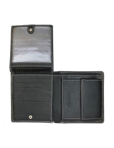 Portefeuille en cuir noir RFID - Fonction antidérapante - Noir
