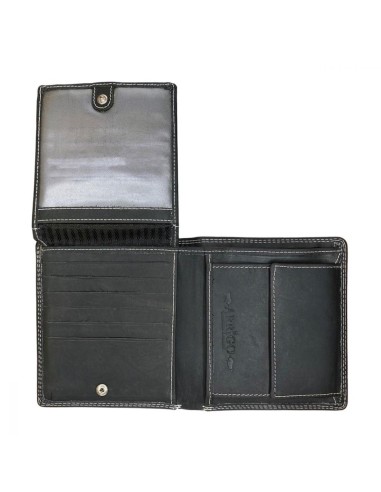 Portefeuille en cuir noir RFID - Fonction antidérapante - Noir