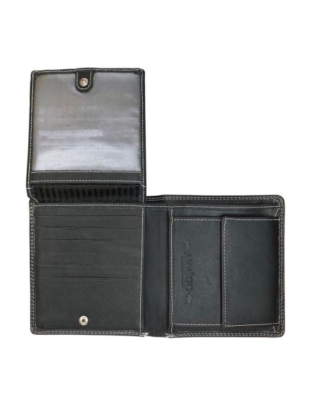 Portefeuille en cuir noir RFID - Fonction antidérapante - Noir