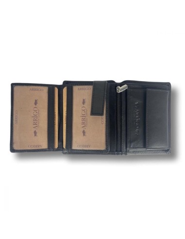 Portefeuille en cuir noir RFID - Fonction antidérapante - Noir