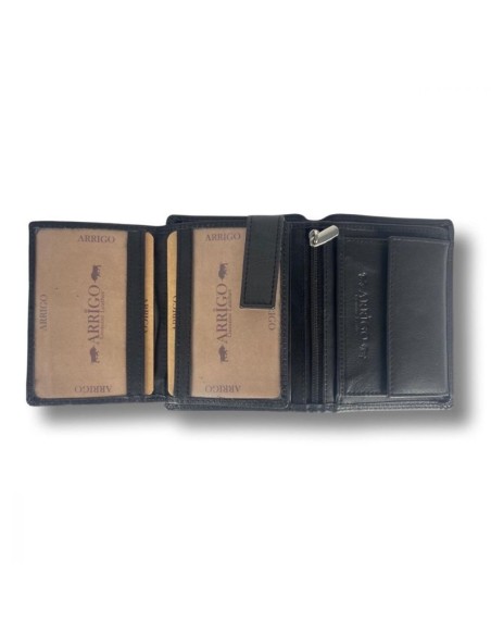 Portefeuille en cuir noir RFID - Fonction antidérapante - Noir