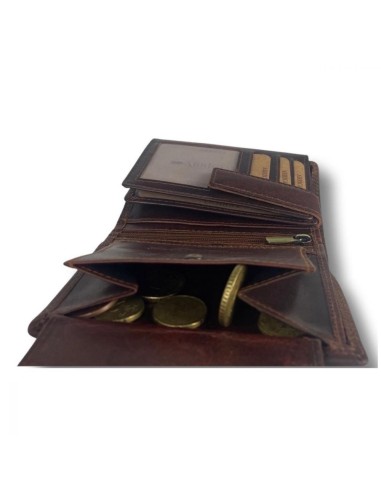 Portefeuille pour homme - cuir véritable - RFID Anti Skim - Cognac
