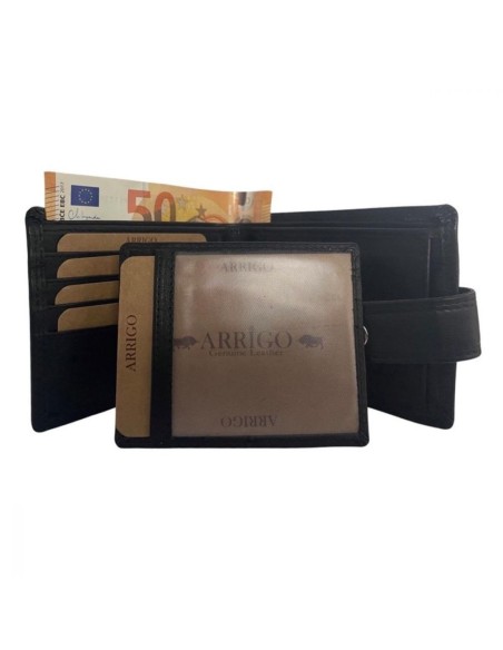 Portefeuille pour homme - cuir véritable - RFID Anti Skim - Noir