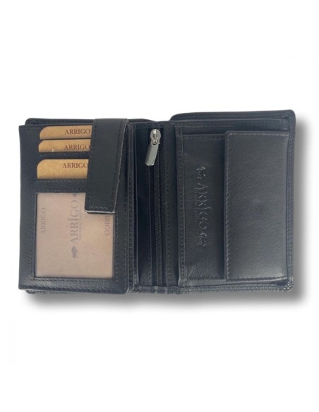 Portefeuille pour homme - cuir véritable - RFID Anti Skim - Noir